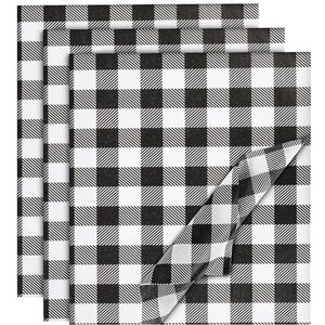 💜120 Sheets Black and White Checkered Tissue paper Buffalo Plaid (14”L X 10”W)